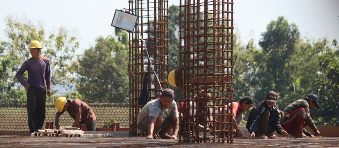 men working on a construction site