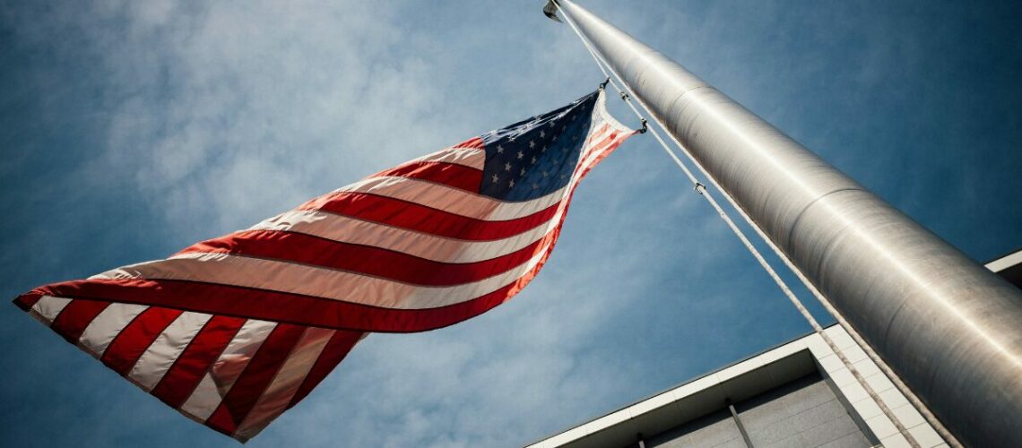 American flag on a pole